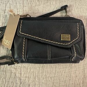b.o.c. Black Wristlet with Stitch Detail and Removable Crossbody Strap